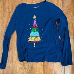 Crewcuts Kids Festive Sequin Tree Long Sleeve Tee - Navy